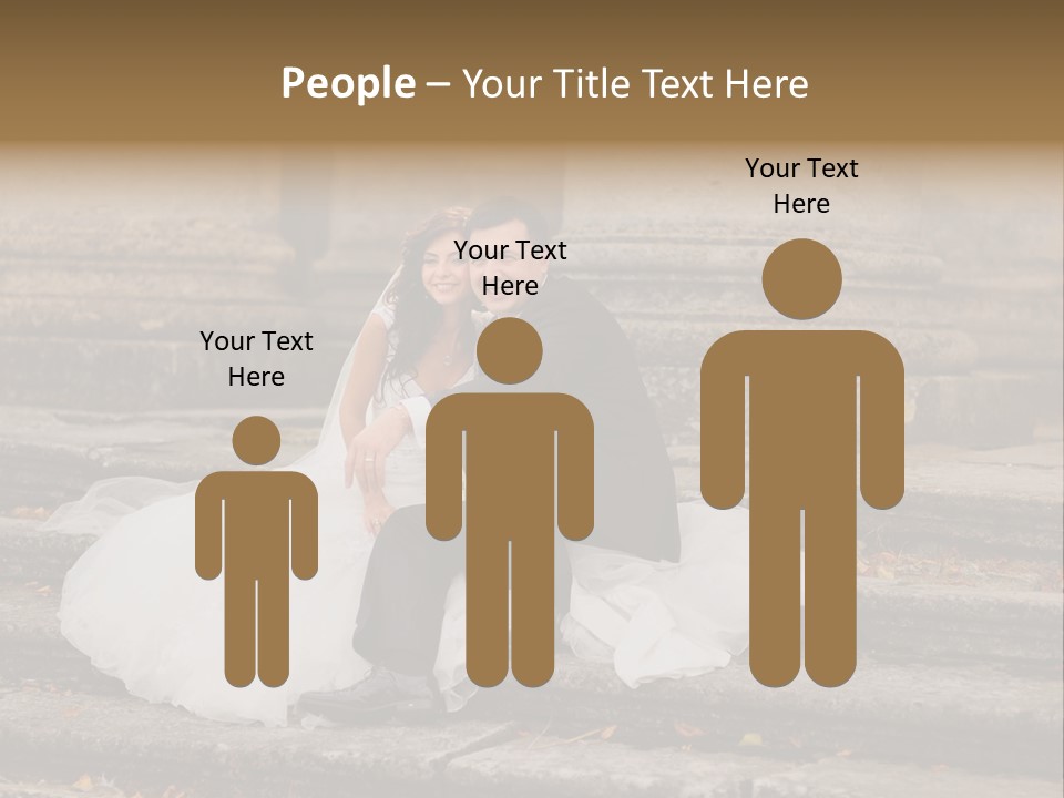 A Newly Married Couple Sitting On Steps In Front Of A Building PowerPoint Template