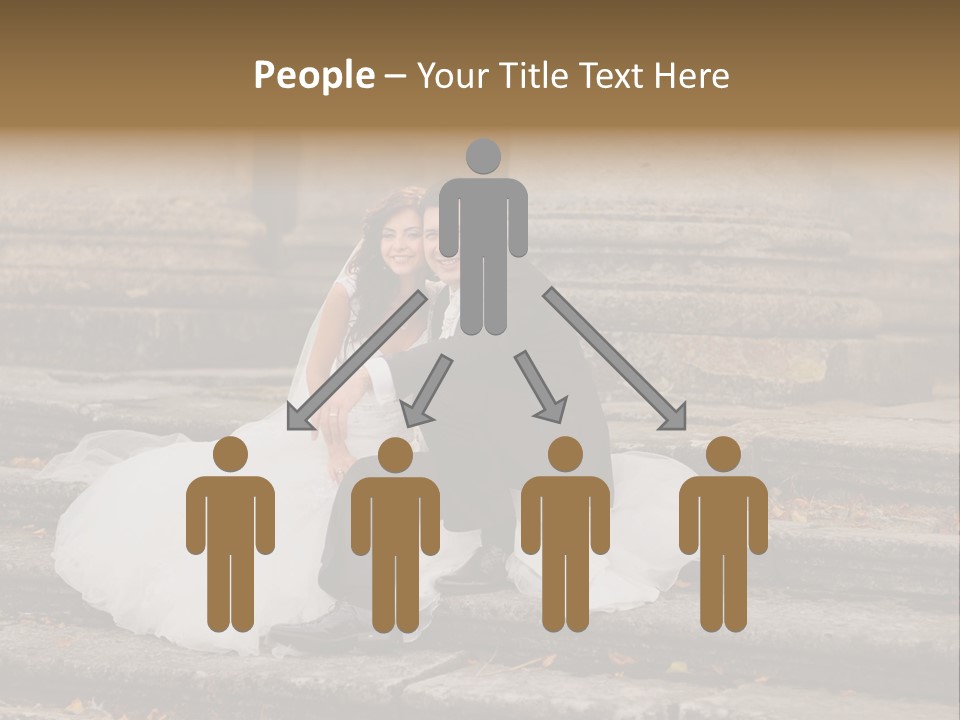 A Newly Married Couple Sitting On Steps In Front Of A Building PowerPoint Template
