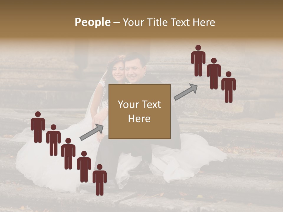 A Newly Married Couple Sitting On Steps In Front Of A Building PowerPoint Template