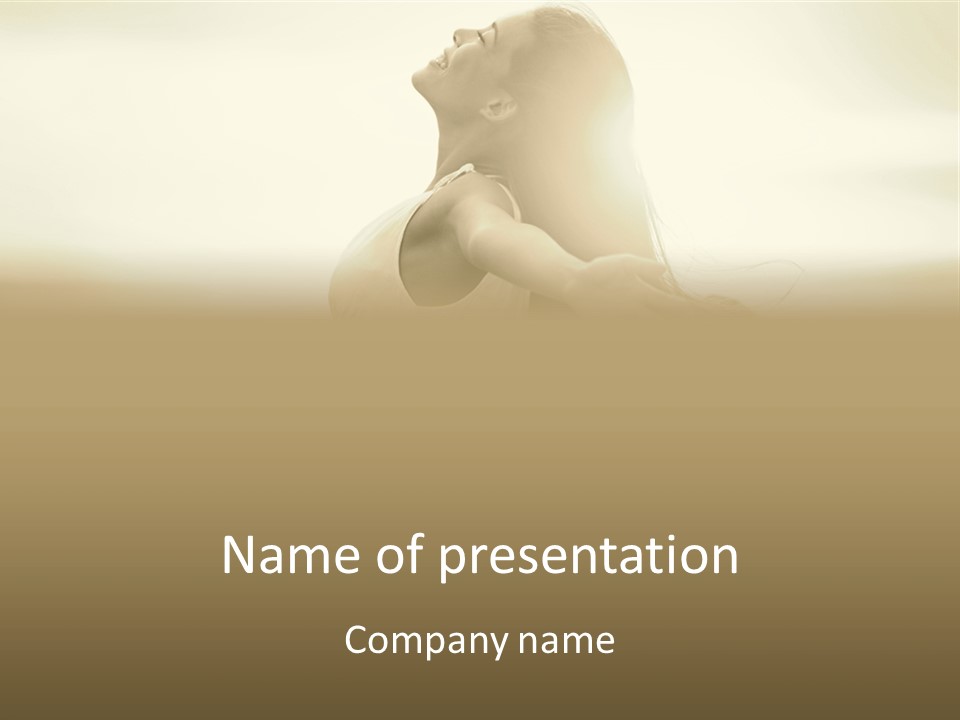 A Woman Is Looking Up At The Sky PowerPoint Template