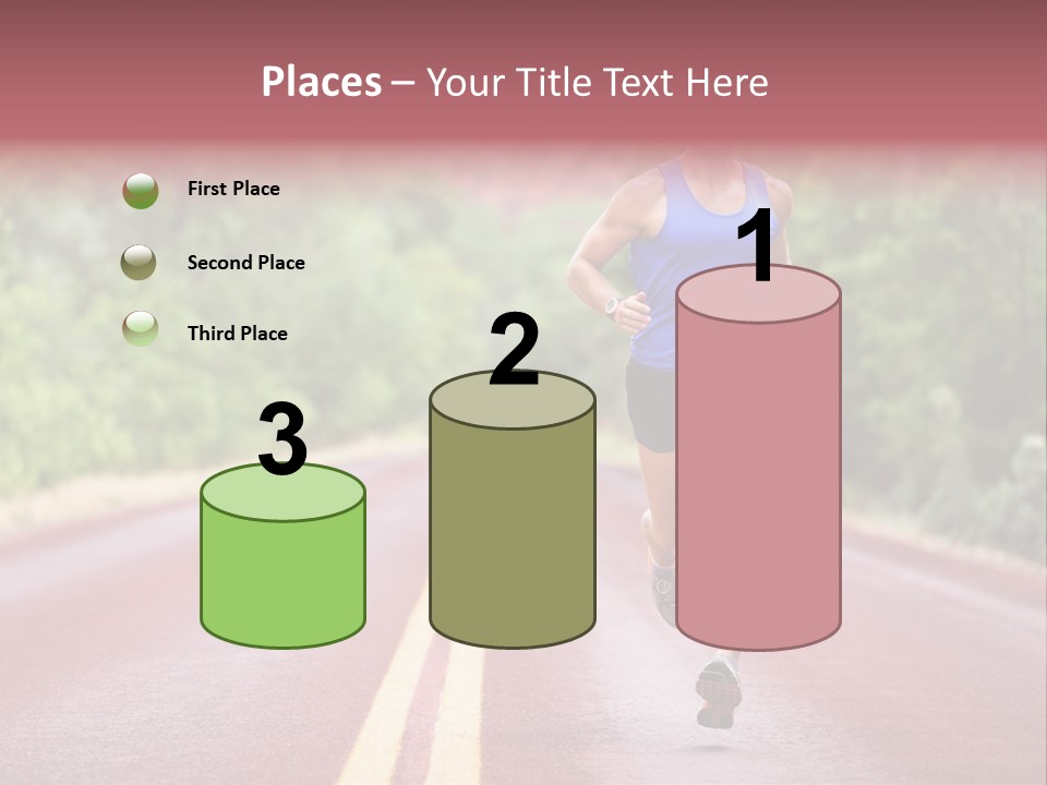 A Man Running Down A Road With Trees In The Background PowerPoint Template