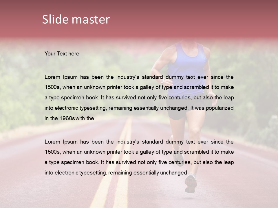 A Man Running Down A Road With Trees In The Background PowerPoint Template