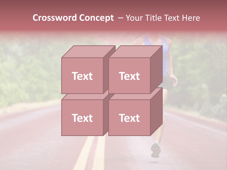 A Man Running Down A Road With Trees In The Background PowerPoint Template