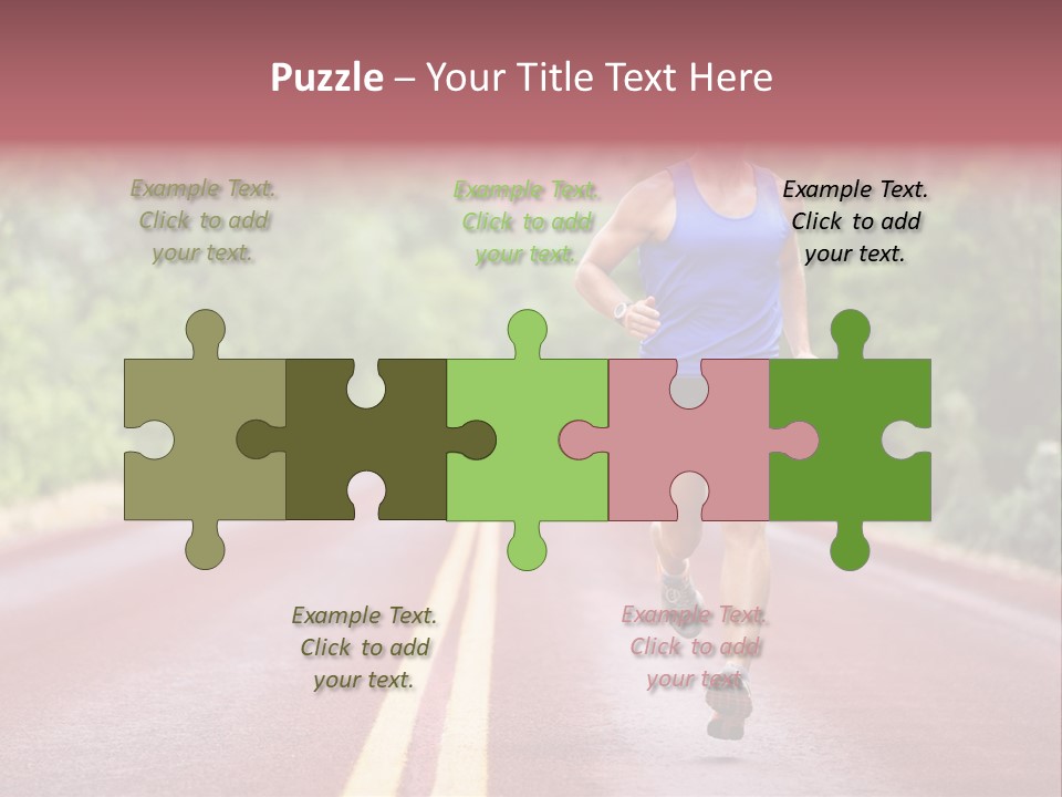 A Man Running Down A Road With Trees In The Background PowerPoint Template