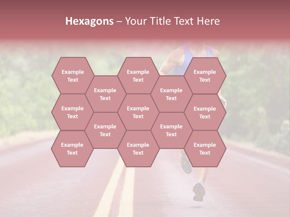 A Man Running Down A Road With Trees In The Background PowerPoint Template