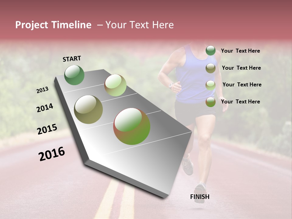 A Man Running Down A Road With Trees In The Background PowerPoint Template