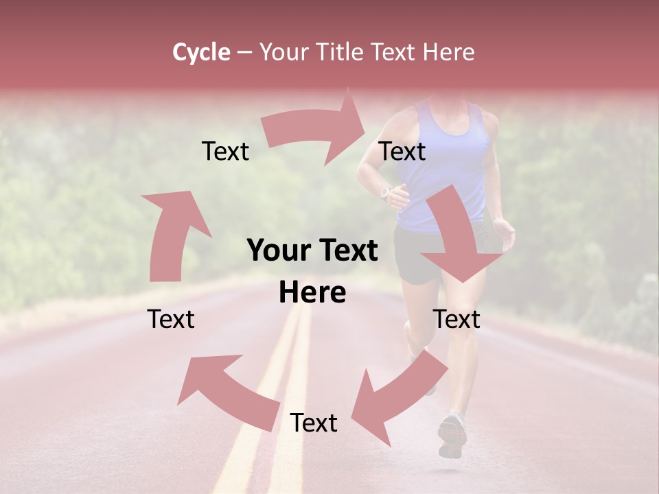 A Man Running Down A Road With Trees In The Background PowerPoint Template