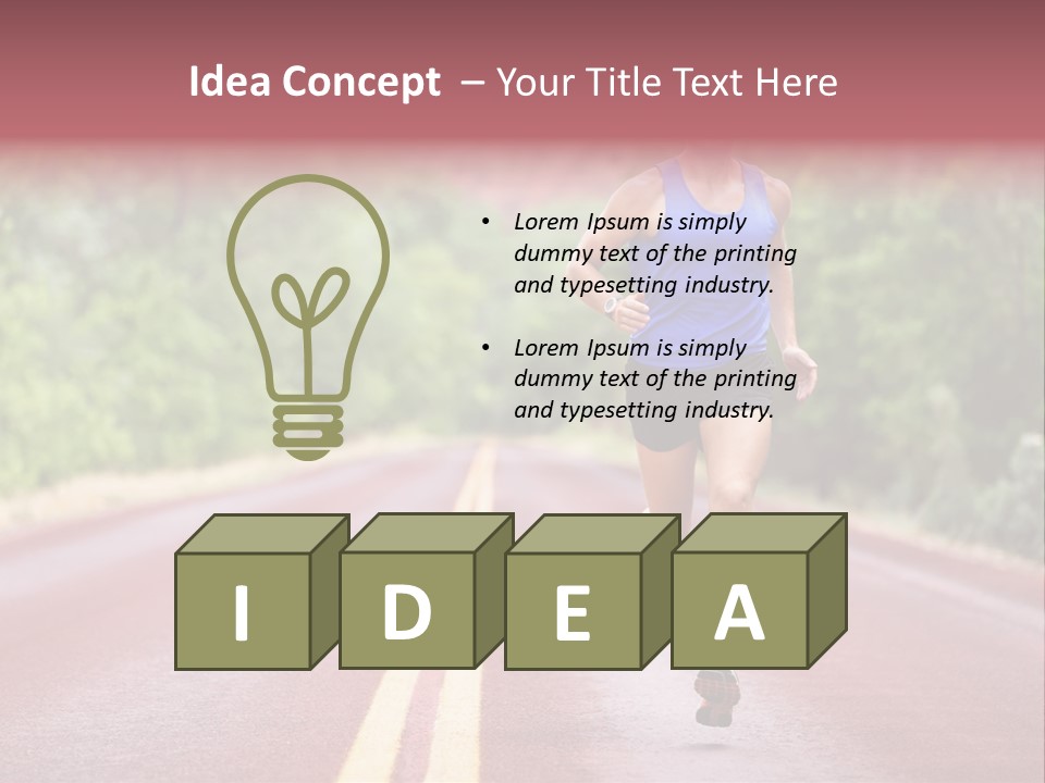 A Man Running Down A Road With Trees In The Background PowerPoint Template