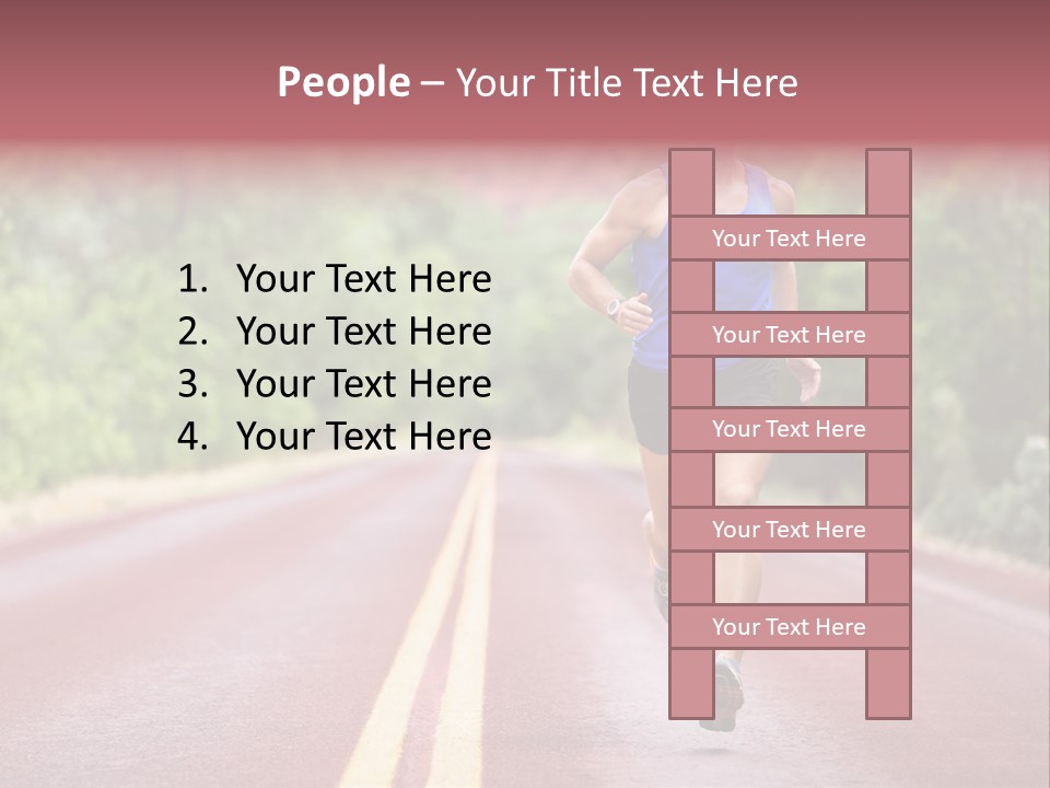 A Man Running Down A Road With Trees In The Background PowerPoint Template