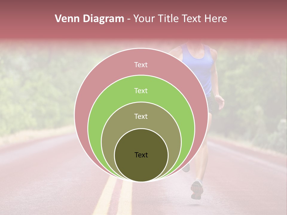 A Man Running Down A Road With Trees In The Background PowerPoint Template