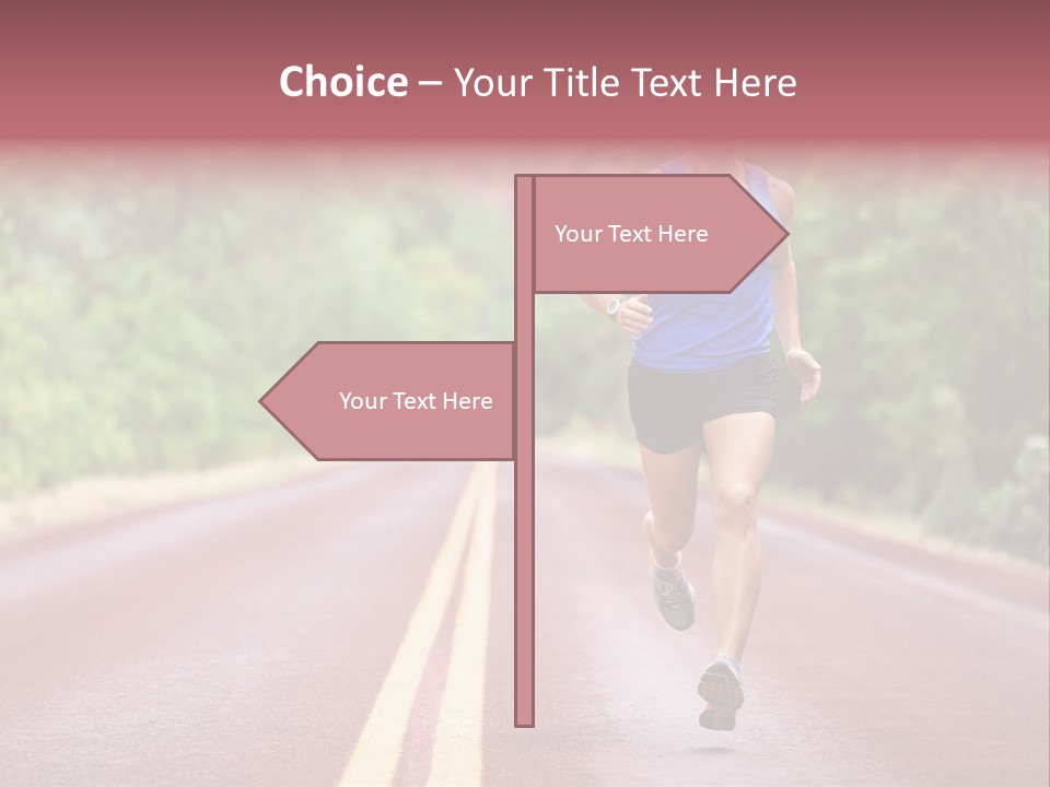 A Man Running Down A Road With Trees In The Background PowerPoint Template