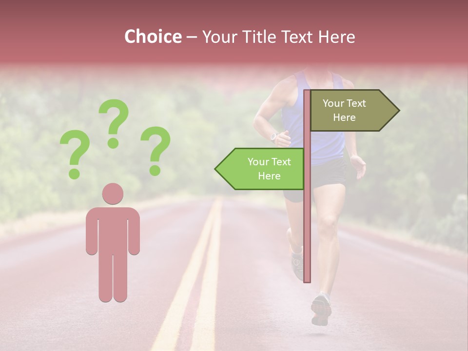 A Man Running Down A Road With Trees In The Background PowerPoint Template