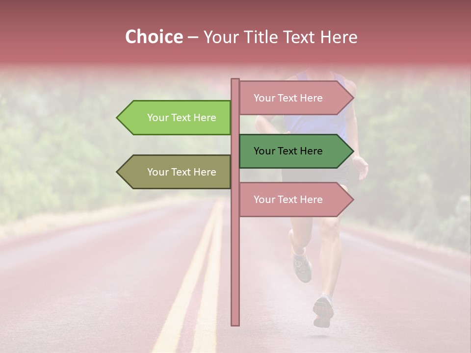 A Man Running Down A Road With Trees In The Background PowerPoint Template