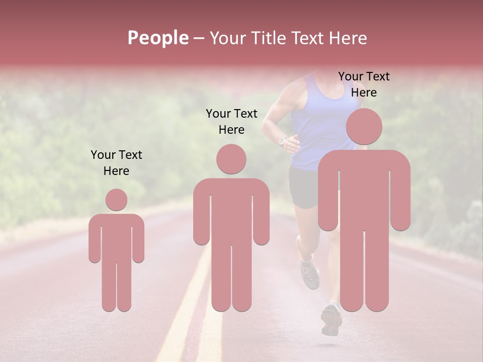 A Man Running Down A Road With Trees In The Background PowerPoint Template