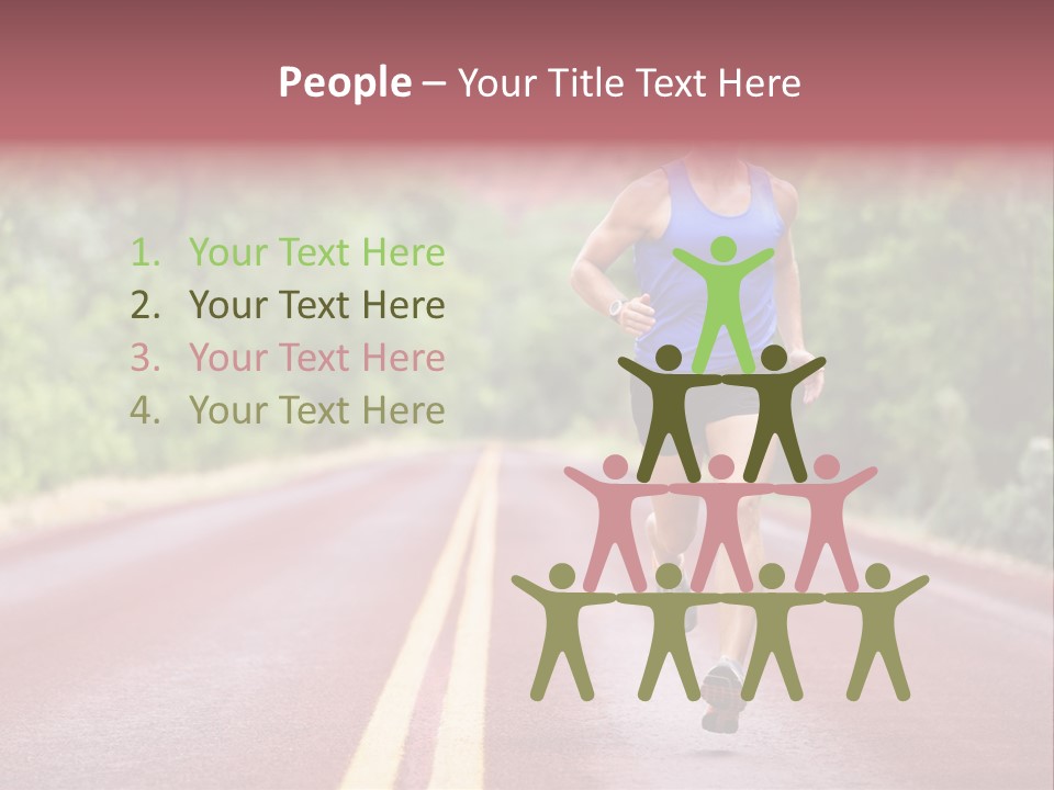 A Man Running Down A Road With Trees In The Background PowerPoint Template