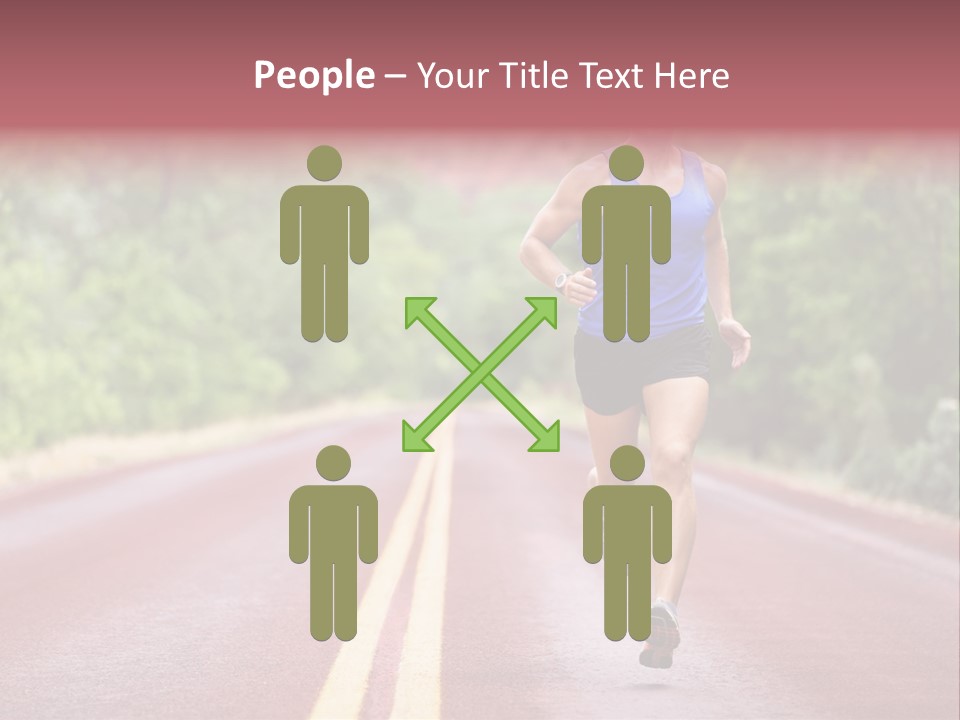 A Man Running Down A Road With Trees In The Background PowerPoint Template