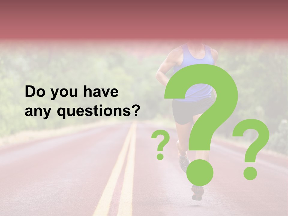 A Man Running Down A Road With Trees In The Background PowerPoint Template