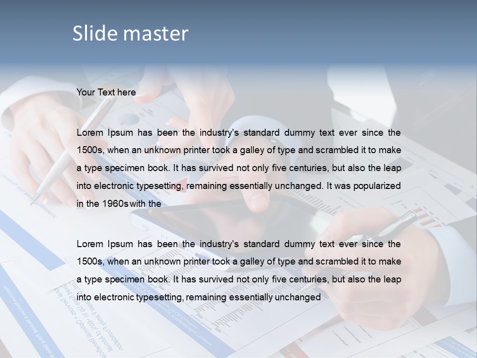 A Group Of People Sitting At A Table With A Tablet PowerPoint Template