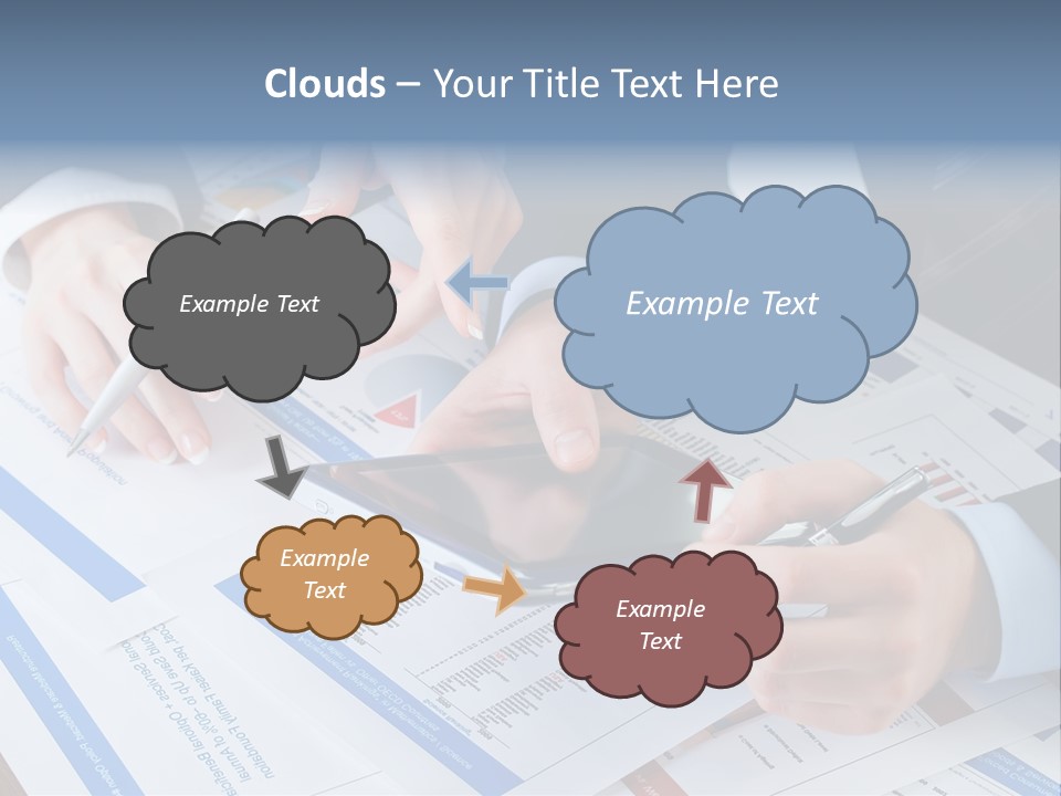 A Group Of People Sitting At A Table With A Tablet PowerPoint Template