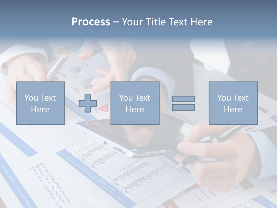 A Group Of People Sitting At A Table With A Tablet PowerPoint Template