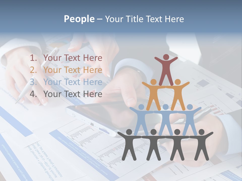 A Group Of People Sitting At A Table With A Tablet PowerPoint Template