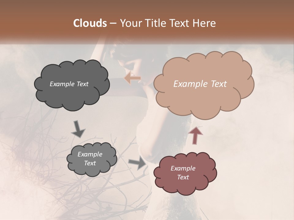 A Woman In A White Dress Standing In Smoke PowerPoint Template