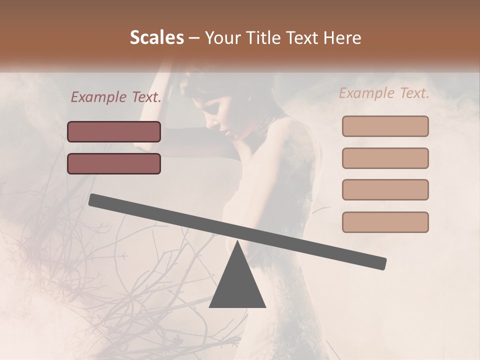 A Woman In A White Dress Standing In Smoke PowerPoint Template