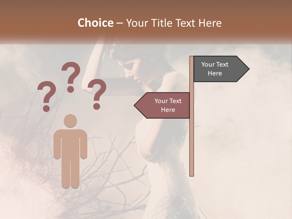 A Woman In A White Dress Standing In Smoke PowerPoint Template