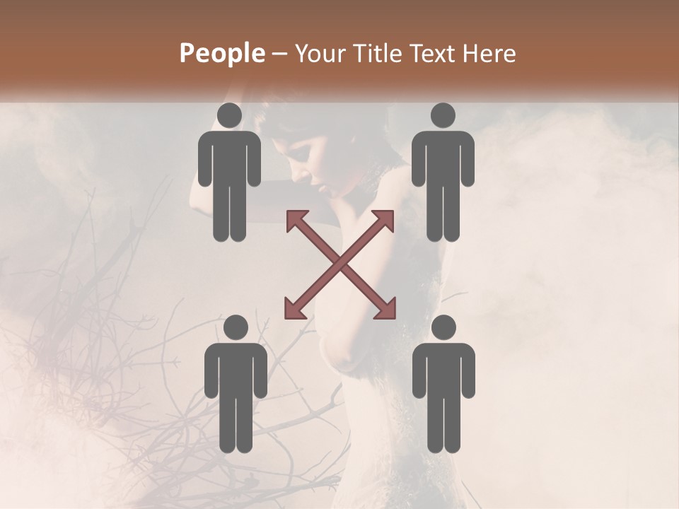 A Woman In A White Dress Standing In Smoke PowerPoint Template