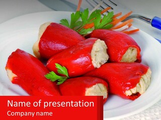A Plate Of Food With Carrots And A Fork PowerPoint Template