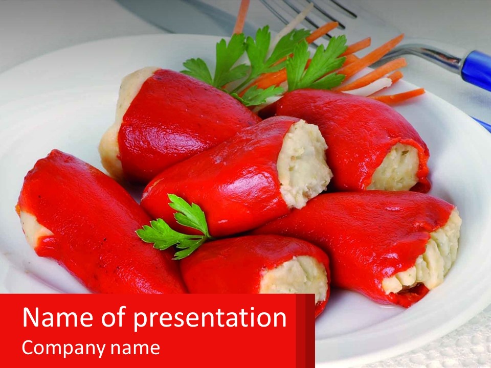 A Plate Of Food With Carrots And A Fork PowerPoint Template