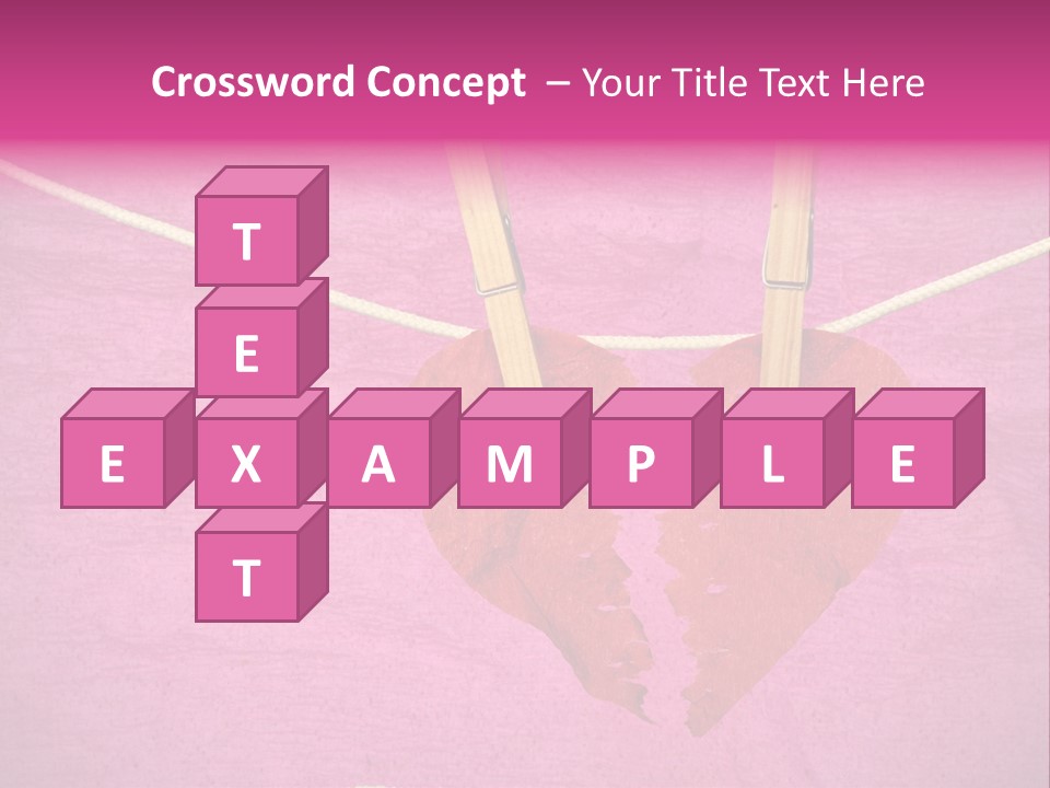 A Red Heart Hanging On A Rope With Clothes Pins PowerPoint Template