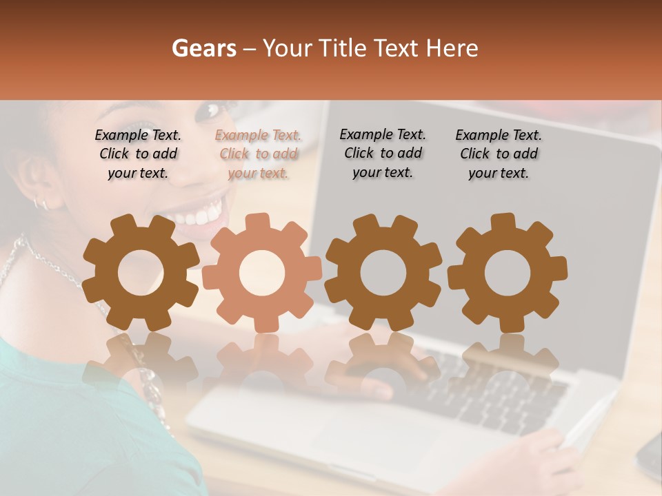 A Woman Sitting In Front Of A Laptop Computer PowerPoint Template