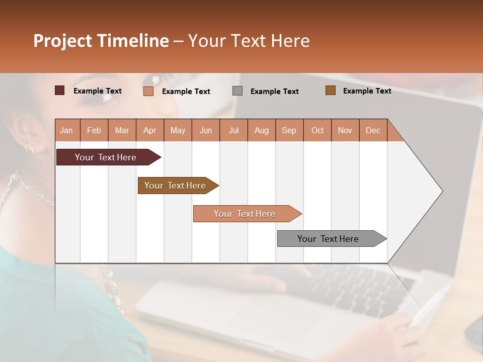 A Woman Sitting In Front Of A Laptop Computer PowerPoint Template