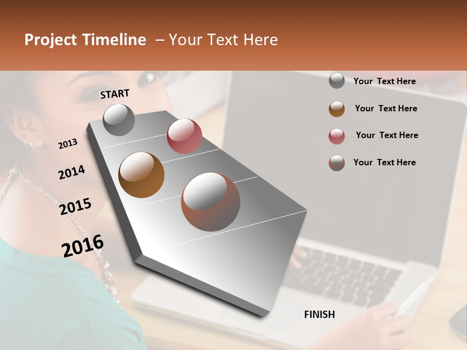 A Woman Sitting In Front Of A Laptop Computer PowerPoint Template