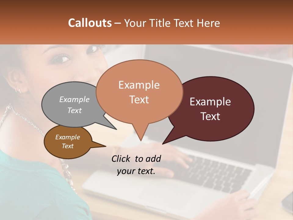 A Woman Sitting In Front Of A Laptop Computer PowerPoint Template