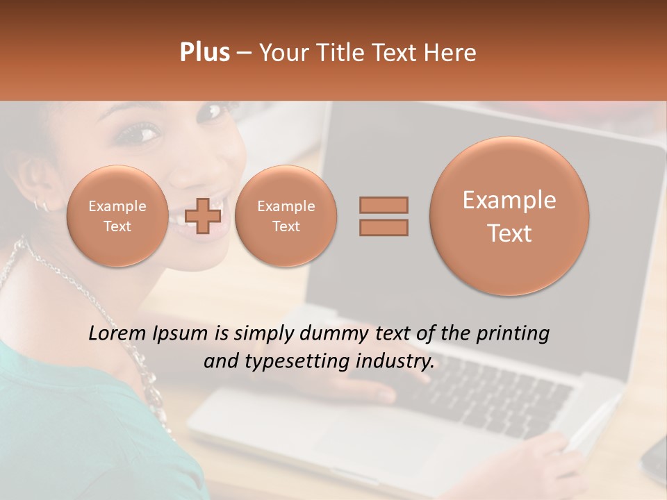 A Woman Sitting In Front Of A Laptop Computer PowerPoint Template