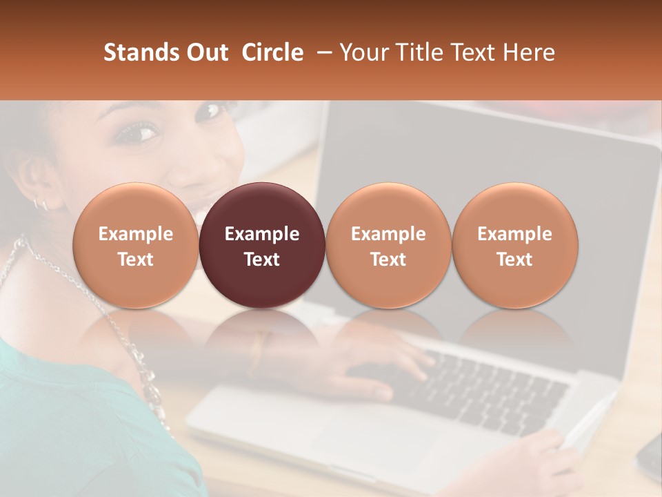 A Woman Sitting In Front Of A Laptop Computer PowerPoint Template
