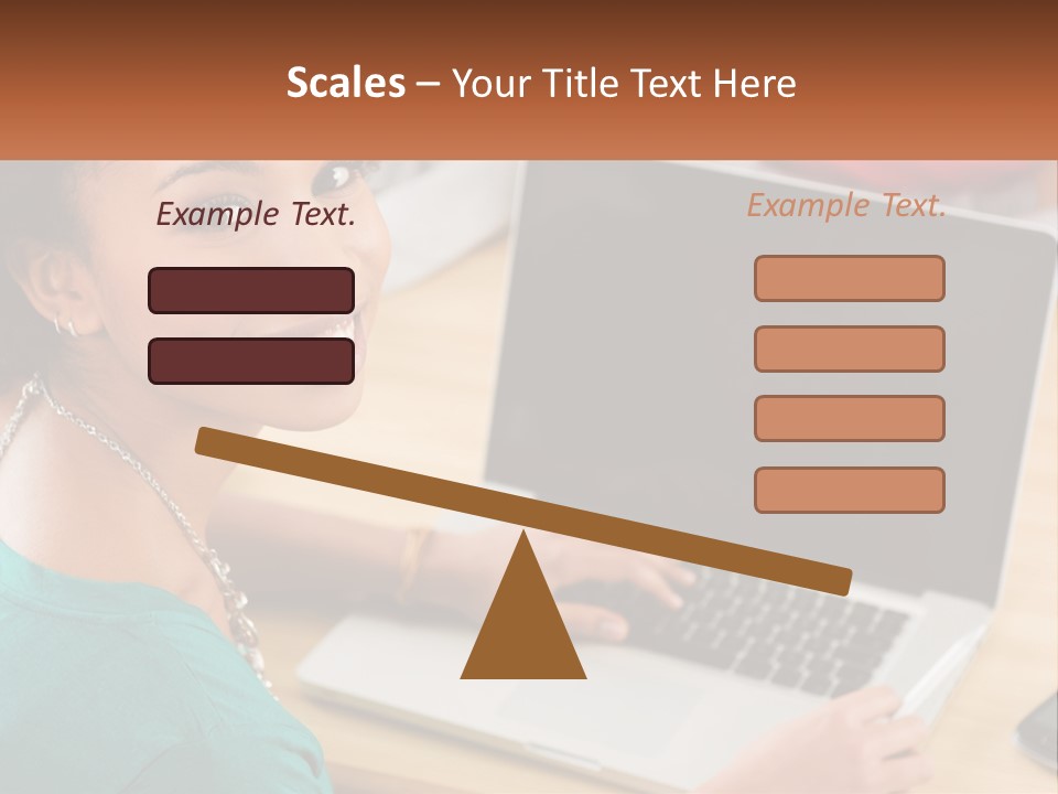 A Woman Sitting In Front Of A Laptop Computer PowerPoint Template