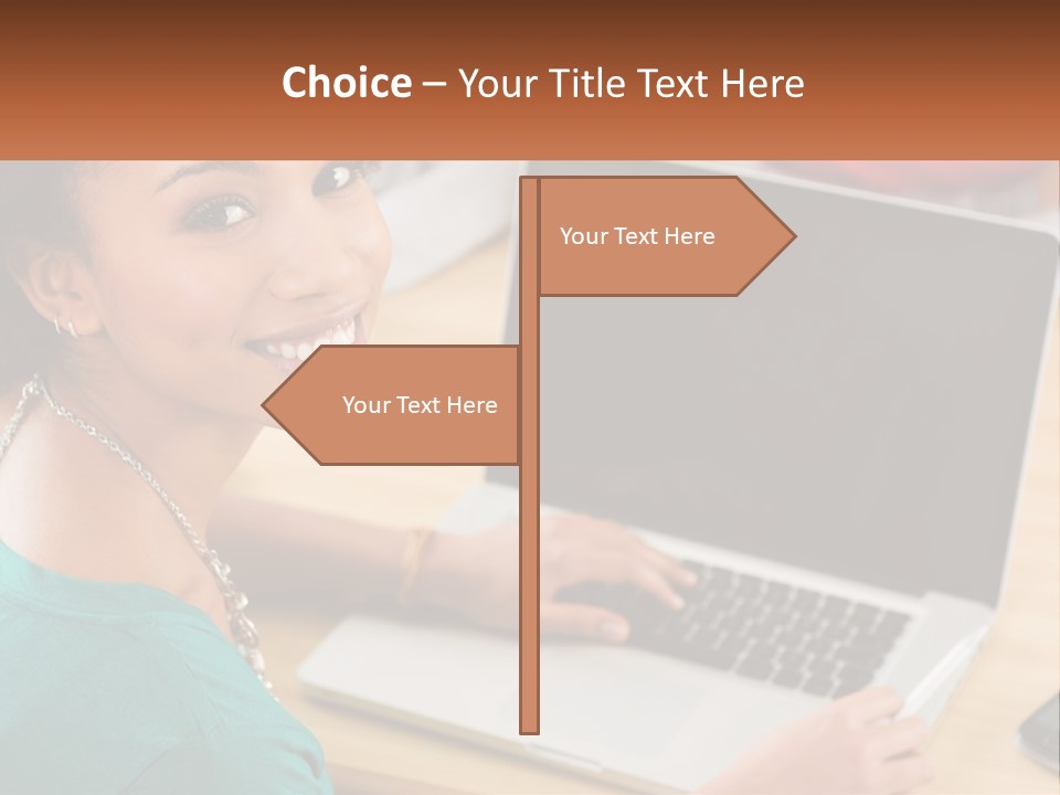 A Woman Sitting In Front Of A Laptop Computer PowerPoint Template