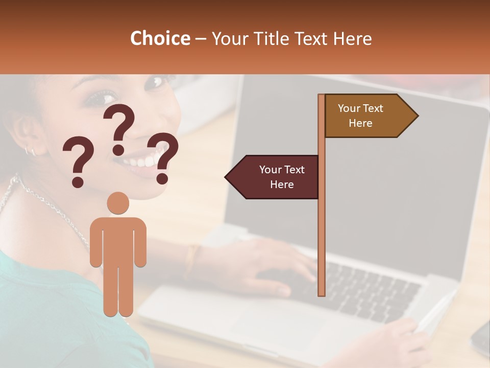 A Woman Sitting In Front Of A Laptop Computer PowerPoint Template