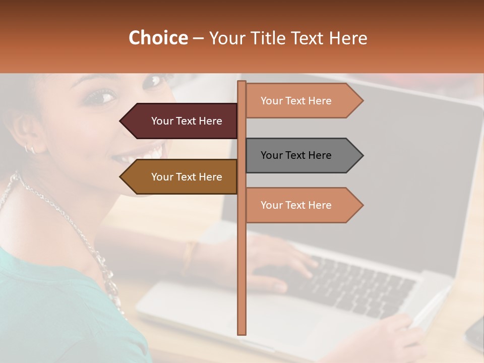 A Woman Sitting In Front Of A Laptop Computer PowerPoint Template