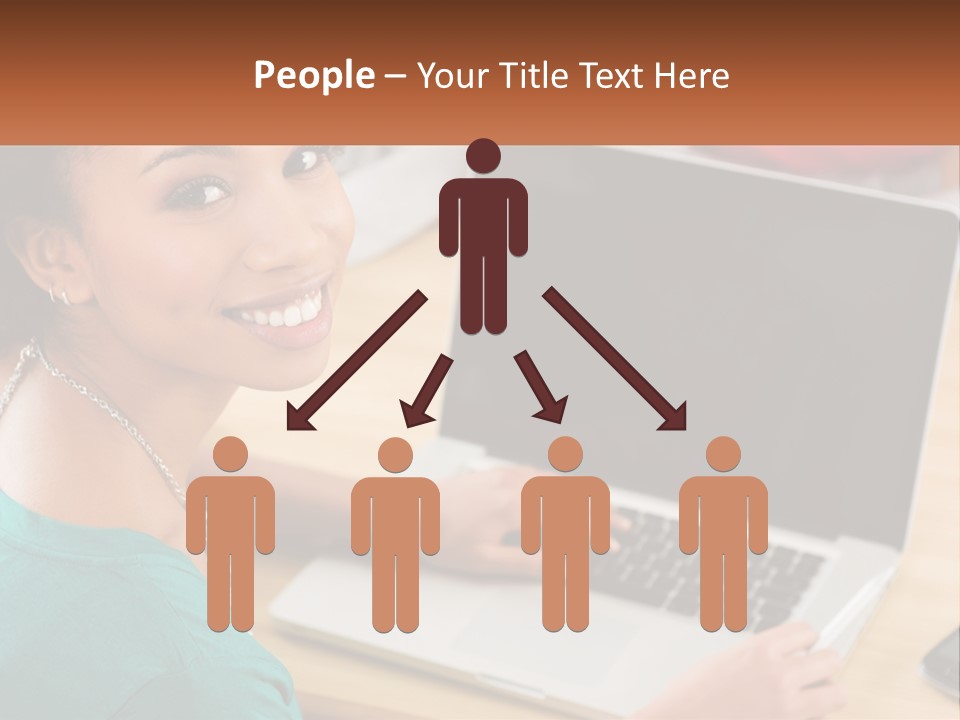 A Woman Sitting In Front Of A Laptop Computer PowerPoint Template