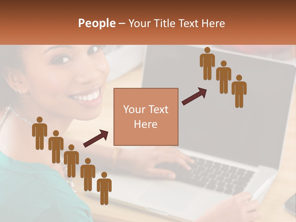 A Woman Sitting In Front Of A Laptop Computer PowerPoint Template