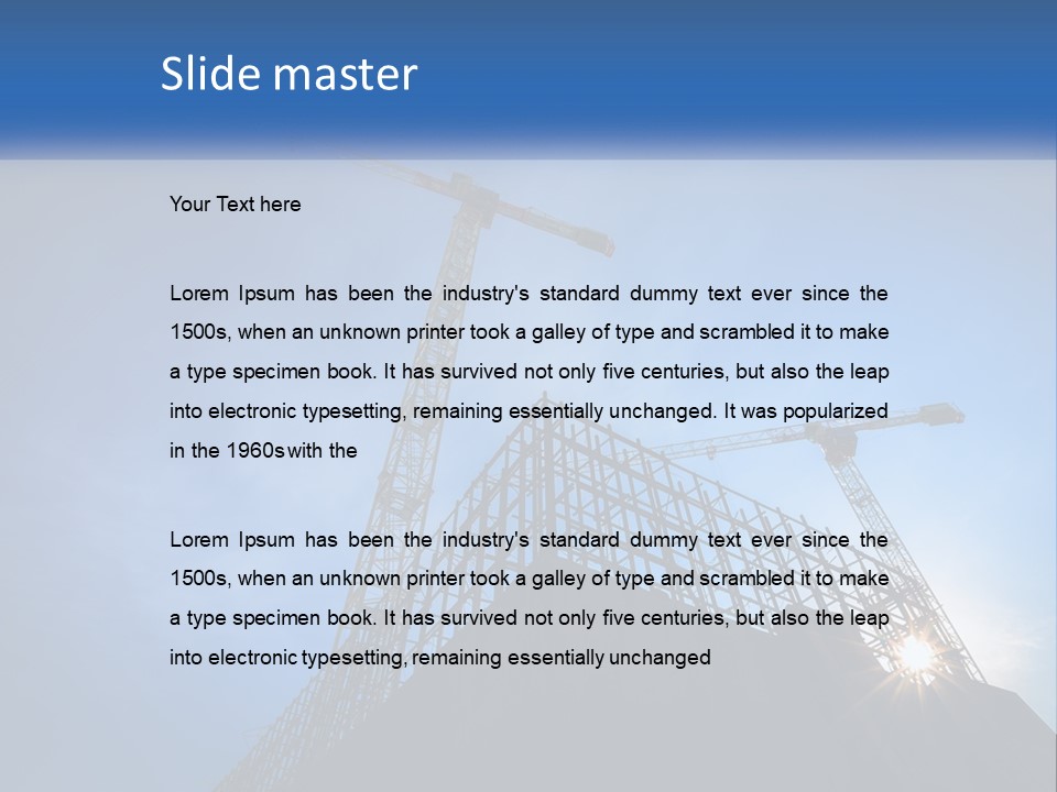 A Crane On Top Of A Building With A Blue Sky In The Background PowerPoint Template