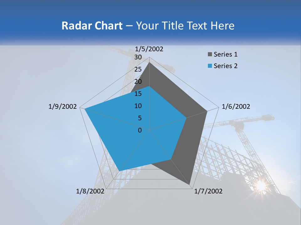 A Crane On Top Of A Building With A Blue Sky In The Background PowerPoint Template
