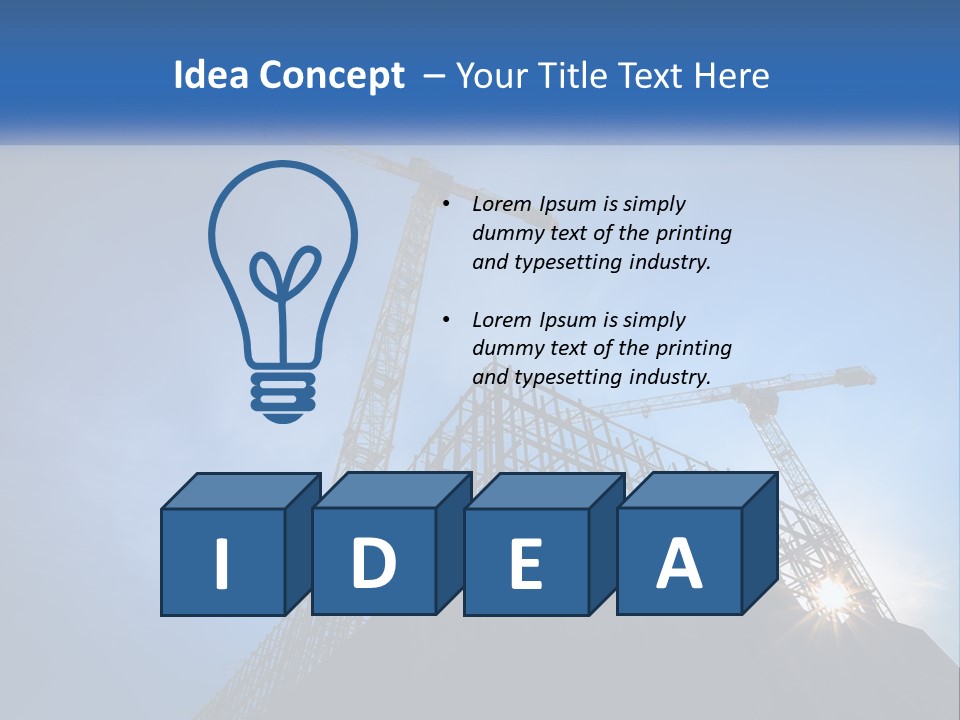 A Crane On Top Of A Building With A Blue Sky In The Background PowerPoint Template