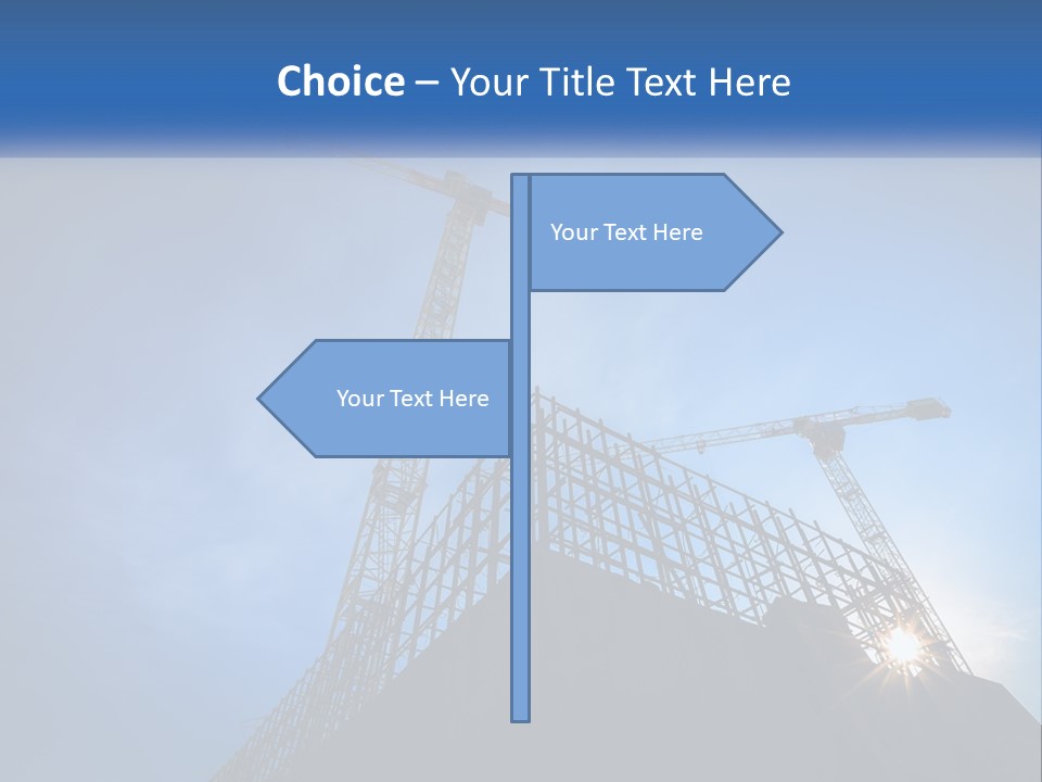 A Crane On Top Of A Building With A Blue Sky In The Background PowerPoint Template