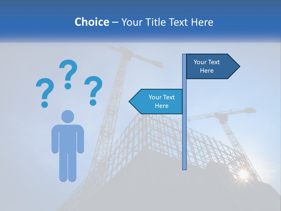 A Crane On Top Of A Building With A Blue Sky In The Background PowerPoint Template