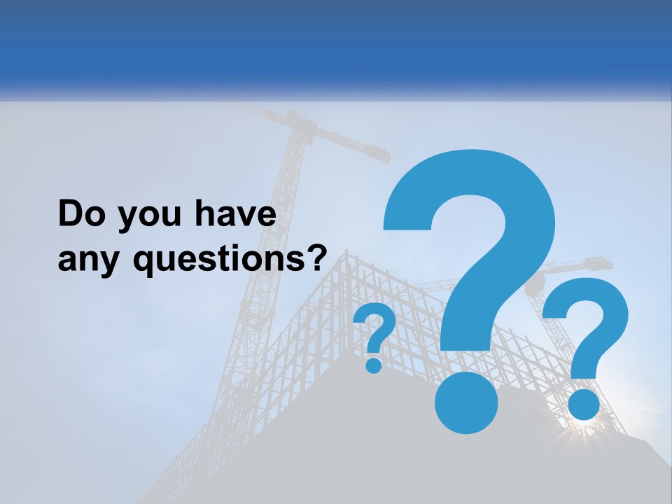 A Crane On Top Of A Building With A Blue Sky In The Background PowerPoint Template